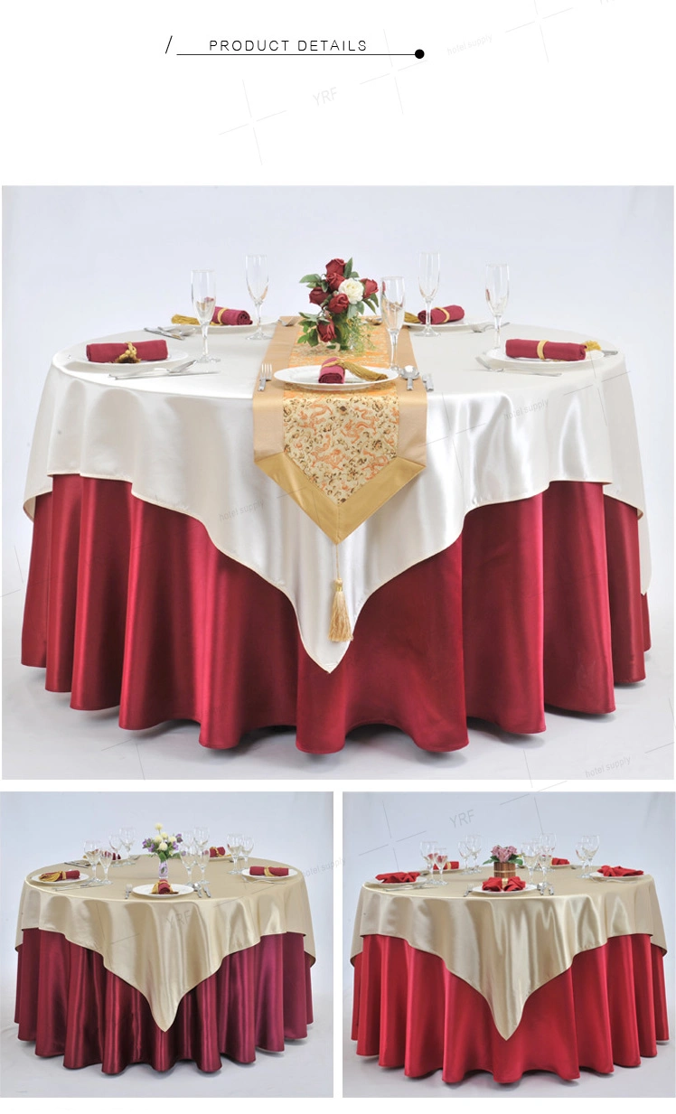 Luxury Hotel Banquet Wedding Party Solid Color and Jacquard Waterproof Washable Polyester Chair Cover Satin Round Rectangle Square Tablecloth