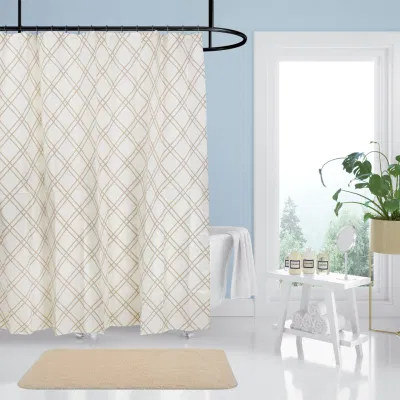 Cortina de ducha de baño 100% poliéster estilo enrejado simple moderno para decoración del hogar
