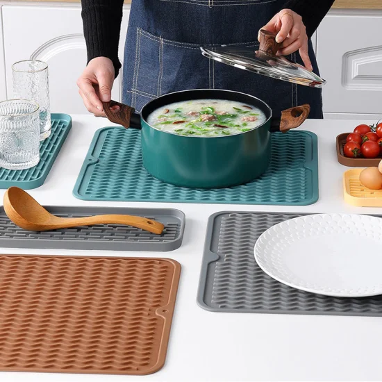 Nuevo Tapete de secado de silicona para cocina, tapete duradero para platos